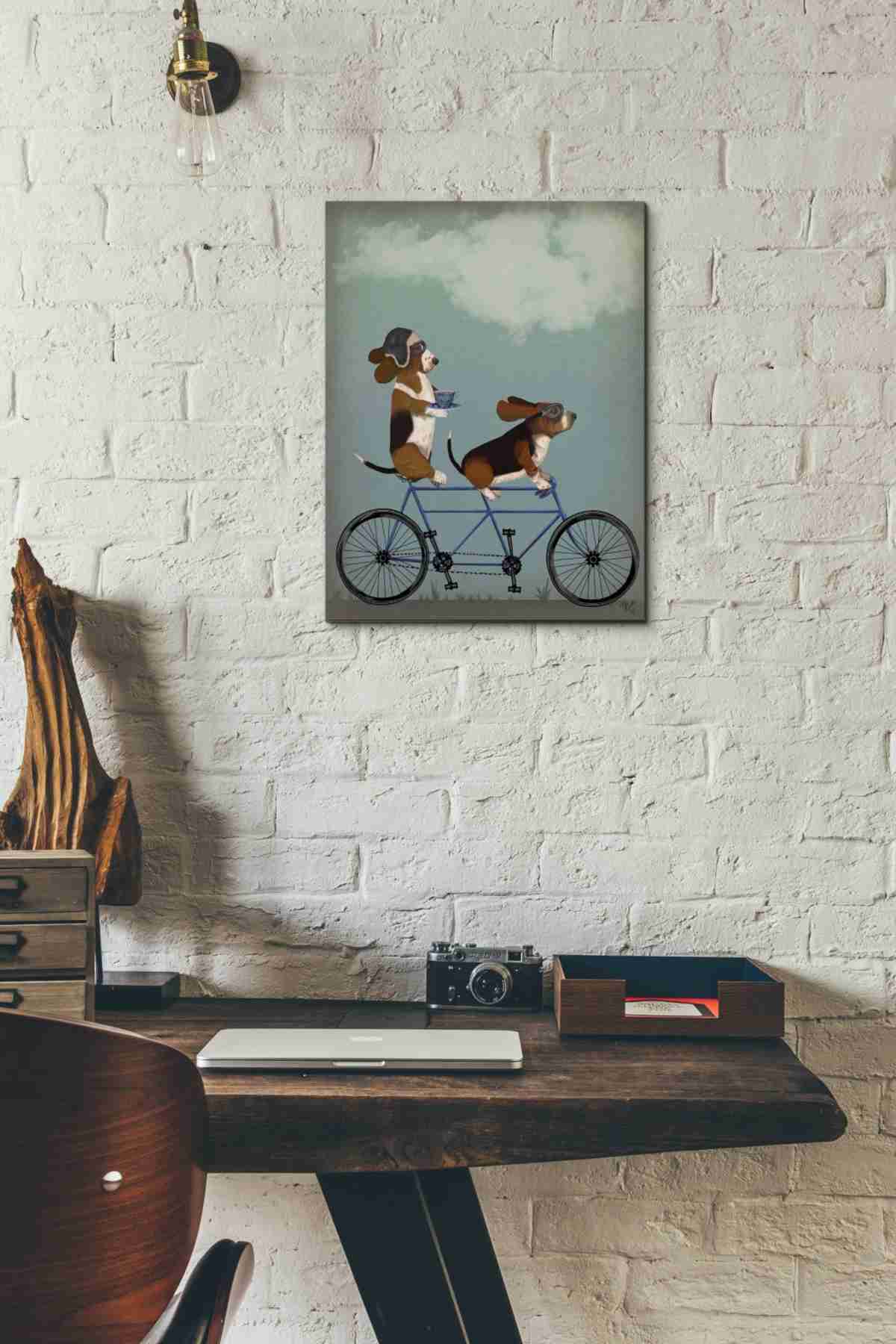Epic Graffiti 'Basset Hound Tandem' by Fab Funky Giclee Canvas Wall Art
