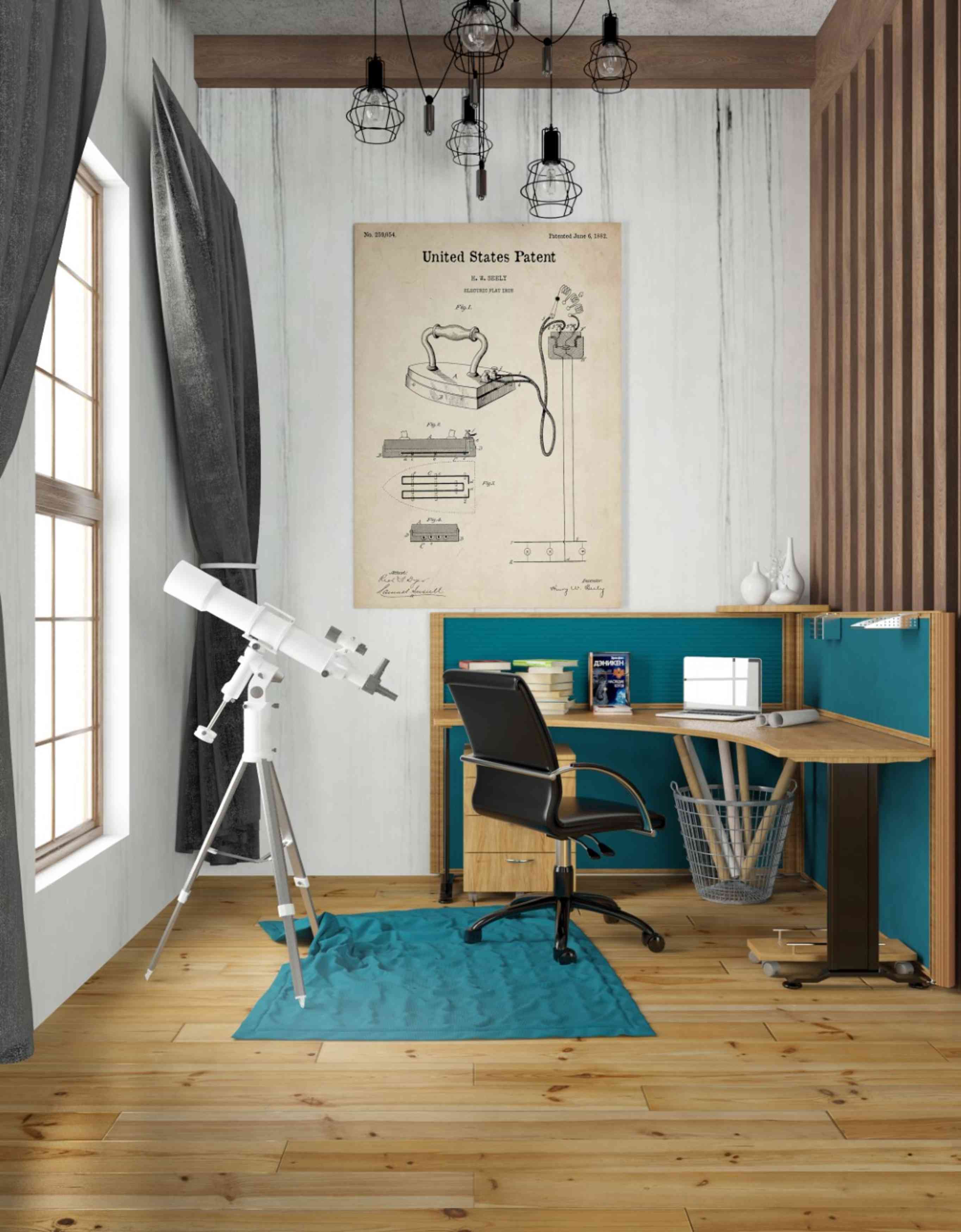 Epic Graffiti 'Electric Flat Iron Blueprint Patent Parchment' Giclee Canvas Wall